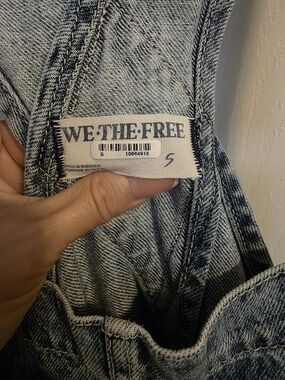 We The Free Acid-Wash Denim Overalls - Light Blue Gray